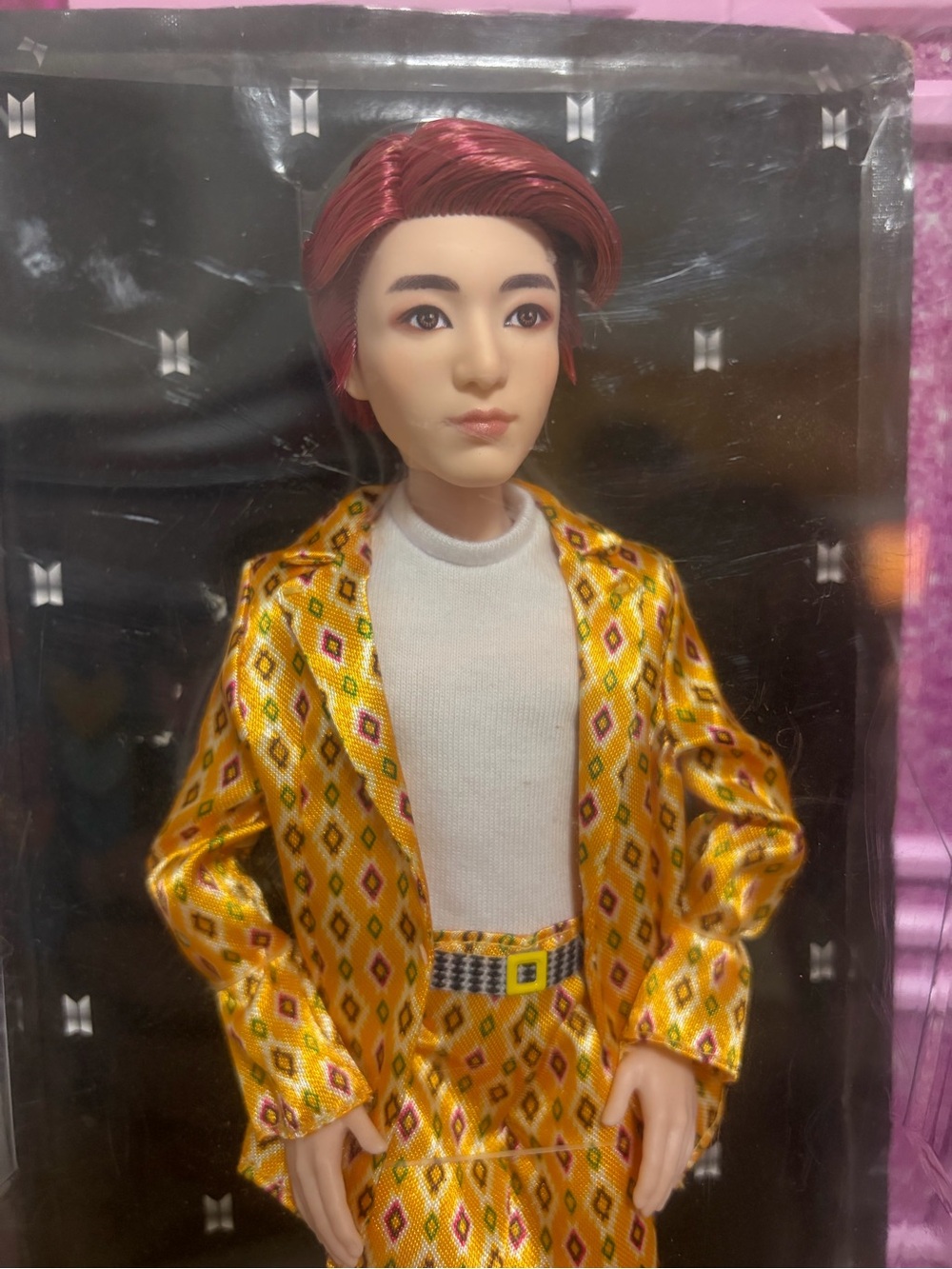 Gold Patterned Boys' Fashion Doll with Red Hair